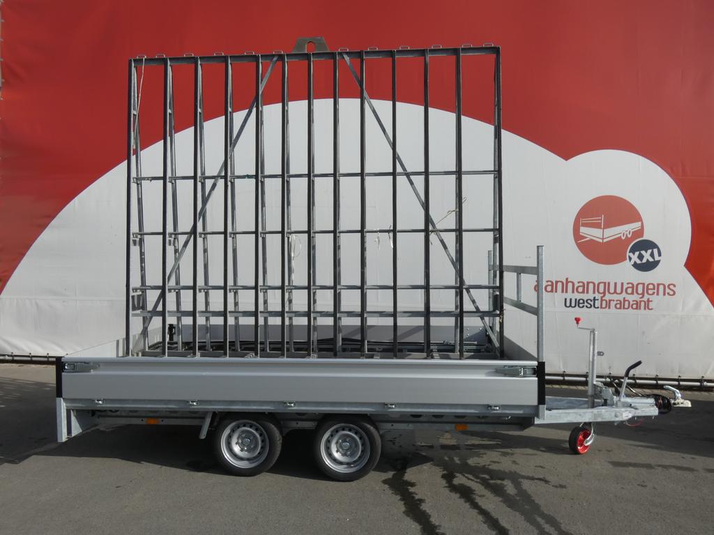 Plateauwagen met glasbok tandemas 350x185cm 2000kg